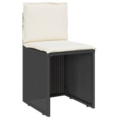 Vidaxl Bistro garnitura 3-delna z blazinami črn poli ratan