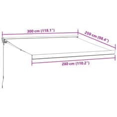 Vidaxl Ročna tenda 3 x 2,5 m Rjava 100% poliester