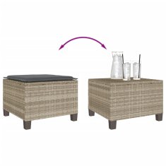 Vidaxl Bistro garnitura 3-delna z blazinami svetlo siv poli ratan