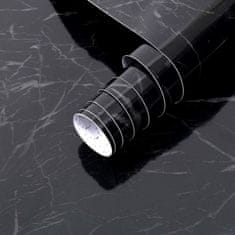 Netscroll Elegantna marmorna lepilna folija za kuhinjo in pohištvo, samolepilna folija z vzorcem marmorja, vodoodporna in trpežna lepilna folija za pulte, kopalnice in pohištvo, MarbleWallpaper, črna