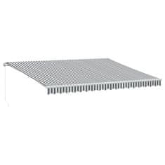 Vidaxl Ročna tenda 4,5 x 3,5 m Antracitne in bele proge 100% poliester