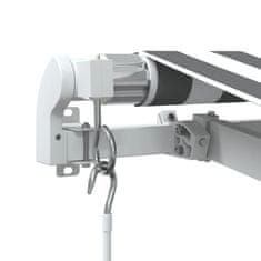 Vidaxl Ročna tenda 4,5 x 3,5 m Antracitne in bele proge 100% poliester