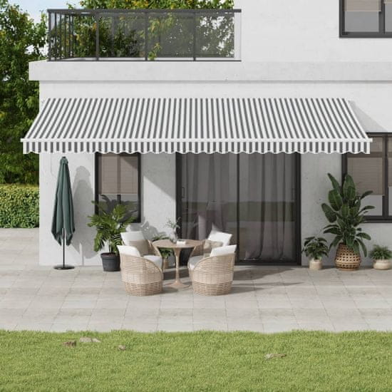 shumee Ročno zložljiva tenda z LED antracit in bela 600x350 cm