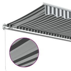 Vidaxl Ročna tenda 4,5 x 3,5 m Antracitne in bele proge 100% poliester