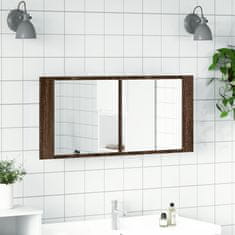 Vidaxl LED kopalniška omarica z ogledalom rjavi hrast 100x12x45 cm