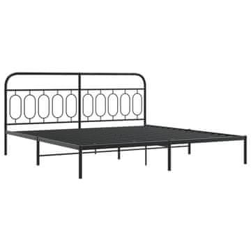 Vidaxl Kovinski posteljni okvir z vzglavjem črn 200x200 cm
