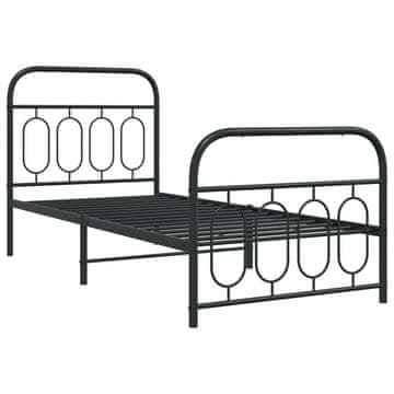Vidaxl Kovinski posteljni okvir z vzglavjem in vznožjem črn 80x200 cm
