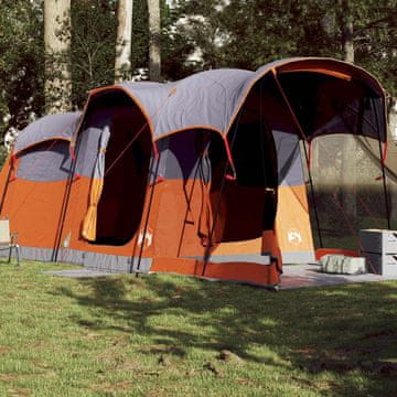 Vidaxl vidaXL Družinski tunelski šotor za 8 oseb sivo/oranžen vodoodporen