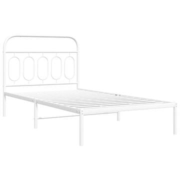 Vidaxl Kovinski posteljni okvir z vzglavjem bel 100x200 cm