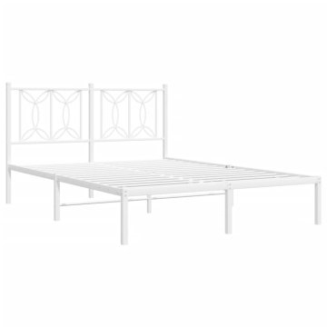 Vidaxl Kovinski posteljni okvir z vzglavjem bel 140x190 cm