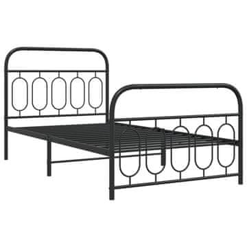 Vidaxl Kovinski posteljni okvir z vzglavjem in vznožjem črn 107x203 cm