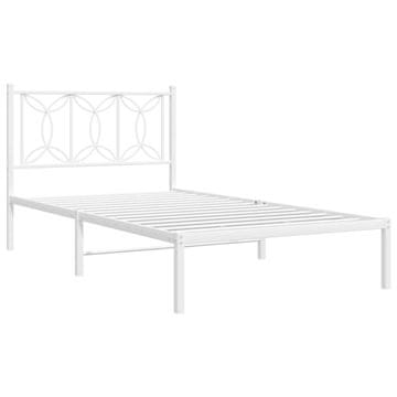 Vidaxl Kovinski posteljni okvir z vzglavjem bel 100x200 cm