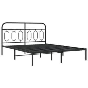 Vidaxl Kovinski posteljni okvir z vzglavjem črn 140x190 cm