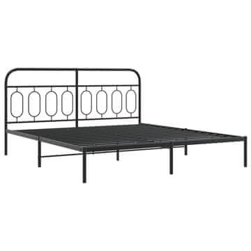 Vidaxl Kovinski posteljni okvir z vzglavjem črn 183x213 cm
