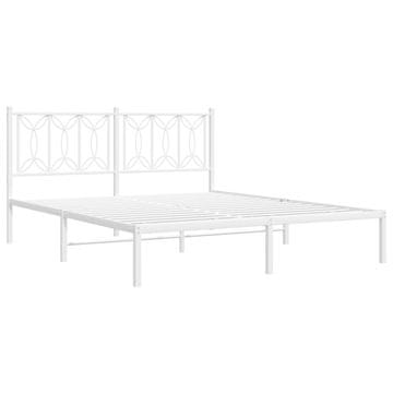 Vidaxl Kovinski posteljni okvir z vzglavjem bel 150x200 cm