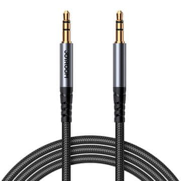 Joyroom SY-A09 AUX kabel, 3,5 mm mini jack do 3,5 mm mini jack, pleten, 1,2 m (črn)