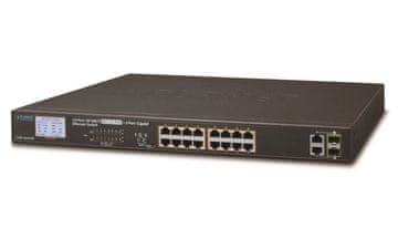 Planet FGSW-1822VHP PoE stikalo, 16x100,2x1000-TP/SFP, LCD, VLAN, IEEE 802.3at<300W