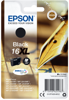 Epson črno črnilo 16XL DURABrite Ultra v enem pakiranju