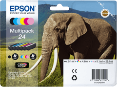 Epson kartuša T2428 (črna/svetlo cian/magenta/cyan/rumena/svetlo magenta), večpaketna (slon)