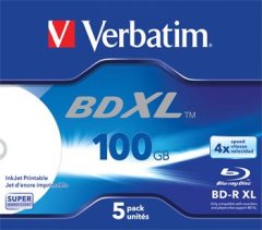Verbatim BD-R XL 100 GB, 4x, tiskljiv, ohišje za biser 5 kosov