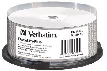 Verbatim BD-R DL DataLifePlus 50 GB, 6x, tiskljiv, vreteno 25 kosov