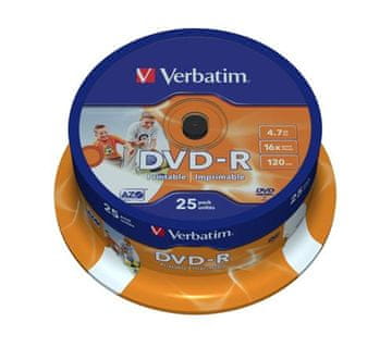 Verbatim DVD-R 4,7 GB 16x Tiskljivi 25-vrstičnik