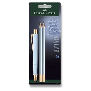 Faber-Castell Pisalo Poly Ball Urban Gold - komplet 3 kosov, nebesno modra