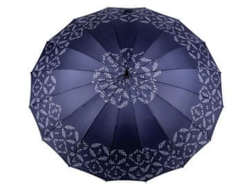 Ženski strelski dežnik vejice in cvetje - temno modra