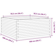 Vidaxl Vrtno cvetlično korito 100x100x46 cm trdna borovina