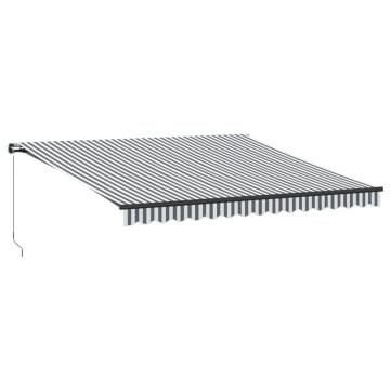Vidaxl Ročna tenda 4 x 3,5 m Antracitne in bele proge 100% poliester