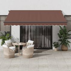shumee vidaXL Avtomatsko zložljiva tenda LED rjava 400x350 cm
