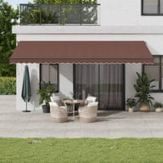 shumee Avtomatsko zložljiva tenda z LED rjava 600x350 cm