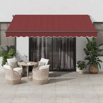 shumee vidaXL Avtomatsko zložljiva tenda bordo 400x350 cm