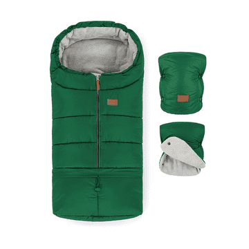 Petite&Mars Komplet zimski Jibot 3v1 + rokavice za voziček Jasie Juicy Green Horizontal