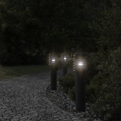 Vidaxl Zunanje talne svetilke z vtičnico 3 kosi črne 60 cm nerj. jeklo