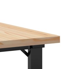 Vidaxl Klubska mizica O okvir 70x70x40,5 cm trdna borovina jeklo