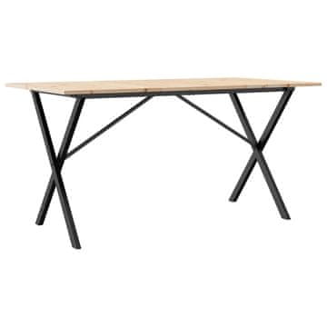 Vidaxl Jedilna miza X okvir 160x80x75 cm trdna borovina jeklo