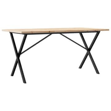 Vidaxl Jedilna miza X okvir 160x80x75,5 cm trdna borovina jeklo
