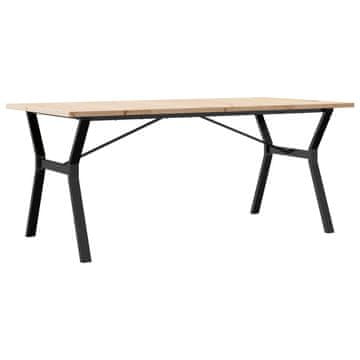 Vidaxl Jedilna miza Y okvir 180x90x75,5 cm trdna borovina jeklo
