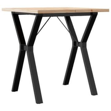 Vidaxl Jedilna miza Y okvir 70x70x75,5 cm trdna borovina jeklo