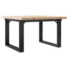 Vidaxl Klubska mizica O okvir 70x70x40,5 cm trdna borovina jeklo