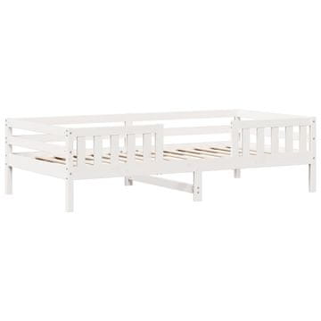 Vidaxl Posteljni okvir brez vzmetnice bel 90x190 cm trdna borovina
