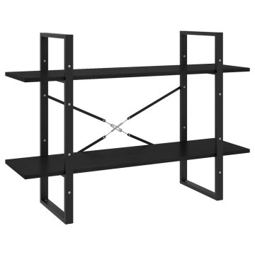 Vidaxl Knjižna omara 2-nadstropna črna 100x30x70 cm trdna borovina