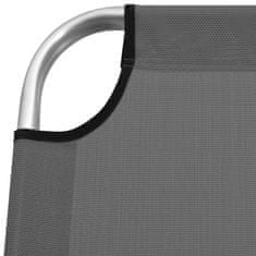 Vidaxl Visok zložljiv ležalnik za starejše siv iz aluminija