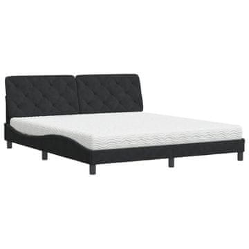 Vidaxl Postelja z vzmetnico črna 180x200 cm žamet