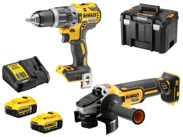 DeWalt KOMPLET. ELEKTRIČNO ORODJE ACUM. DCD796+DCG405 2*5,0AH