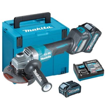 Makita AKUMULATORSKI KOTNI BRUSILNIK 125MM 40V XGT 2*4,0AH MAKPAC