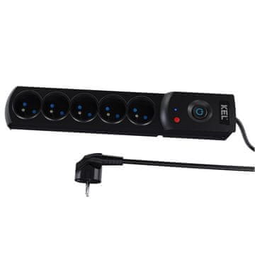 shumee ÖVERSPÄNKNINGSSKYDD FÖRLÄNGNINGSKABBA R5 5-UTTAG 1,5M SVART - E+00-037