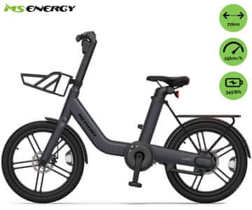 MS ENERGY Pulseurban C20 električno kolo, 250W, do 70 km, sivo