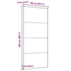 Vidaxl Drsna vrata iz aluminija in ESG stekla 90x205 cm črna